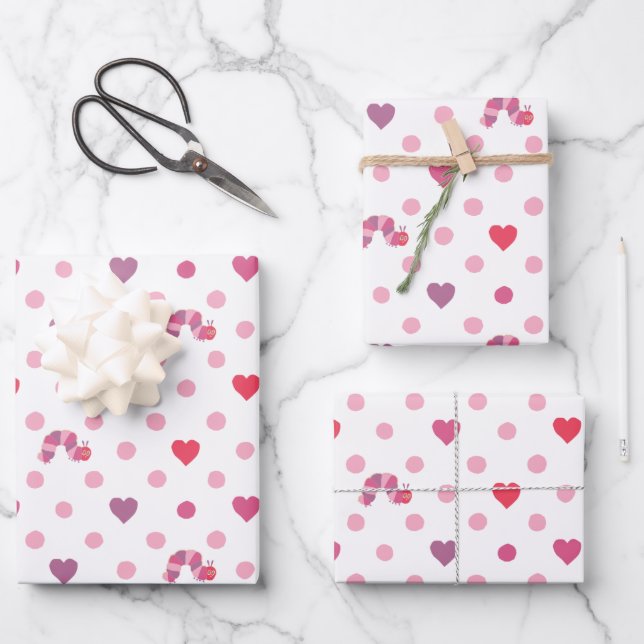 Eric Carle | Valentine Heart Polka Dot Pattern Wrapping Paper Sheet (Front)