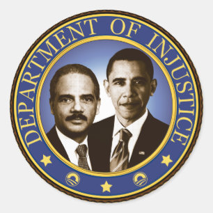 Eric Holder and the Department of Injustice Classic Round Sticker
