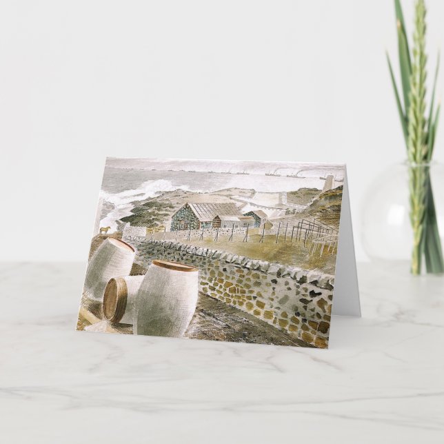 Eric Ravilious art, Convoy Passing an Island Card (Front)