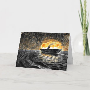 Eric Ravilious art, HMS Ark Royal in Action, Card