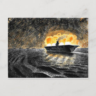 Eric Ravilious art, HMS Ark Royal in Action Postcard