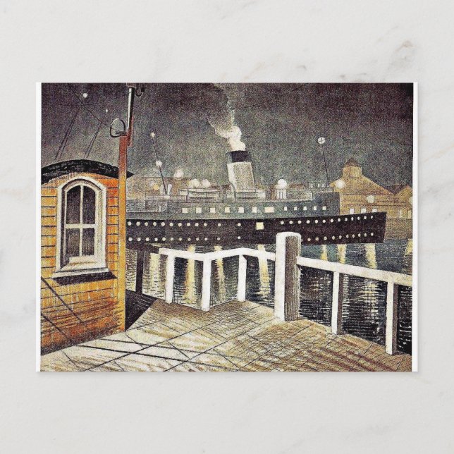 Eric Ravilious art, S.S. Brighton Leaving Newhaven Postcard (Front)