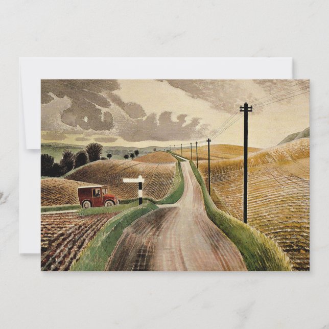Eric Ravilious art, Wiltshire Landscape Card (Front)