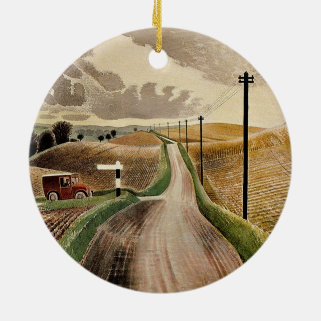 Eric Ravilious art, Wiltshire Landscape, Ceramic Ornament (Back)