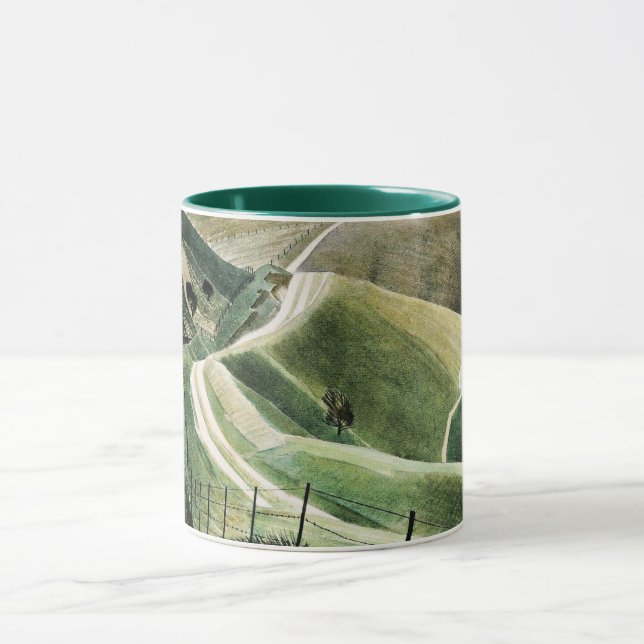 Eric Ravilious - Chalk Paths, famous artwork Mug (Center)