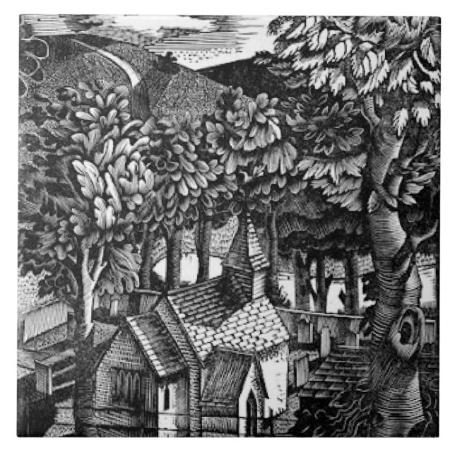 Eric Ravilious - Church under a Hill, Ceramic Tile (Front)