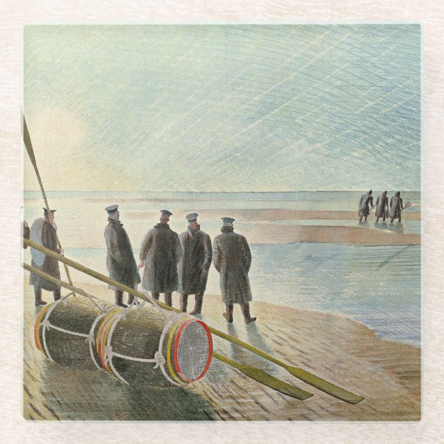 Eric Ravilious - Dangerous Work at Low Tide, Glass Coaster (Front)