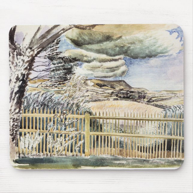 Eric Ravilious - Firle Beacon, fine art painting Mouse Pad (Front)