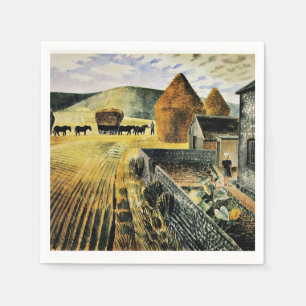 Eric Ravilious - Furlongs, famous painting, Napkin