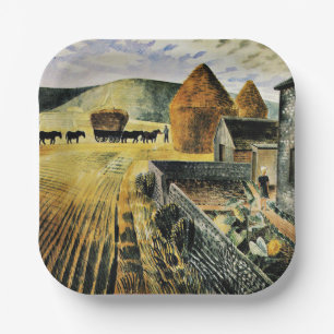 Eric Ravilious - Furlongs, famous painting, Paper Plate