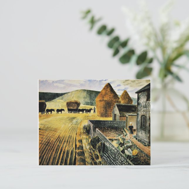 Eric Ravilious - Furlongs, famous painting, Postcard (Standing Front)