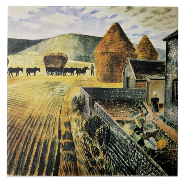 Eric Ravilious - Furlongs, fine art painting, Ceramic Tile (Front)