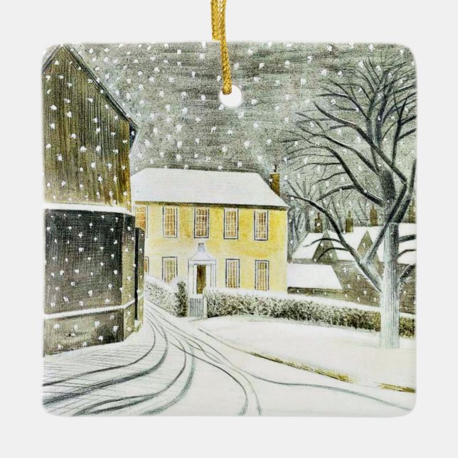 Eric Ravilious - Hallstead Road in Snow, Ceramic Ornament (Front)