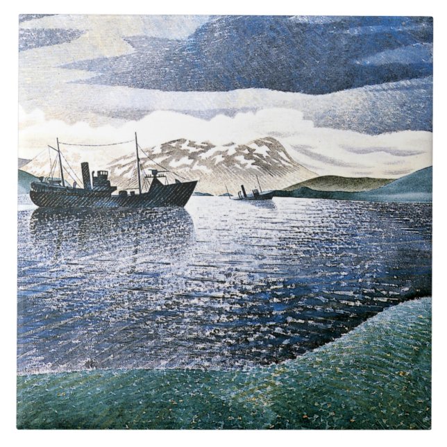 Eric Ravilious - Norway, magic realism, Ceramic Tile (Front)