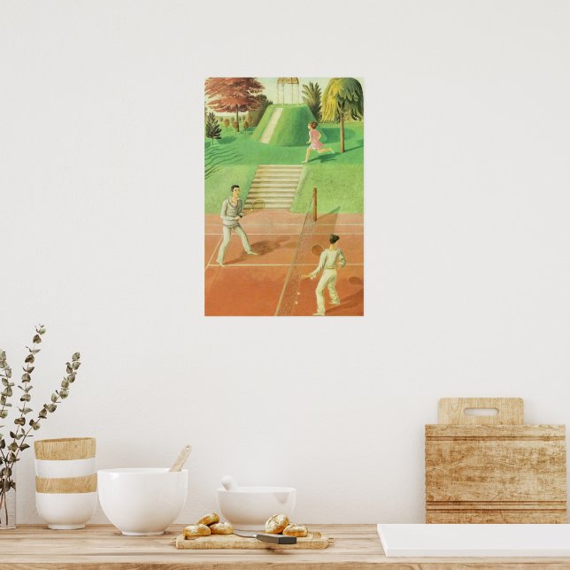 Eric Ravilious painting, Tennis,  Poster (Kitchen)