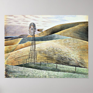Eric Ravilious painting, Windmill Poster