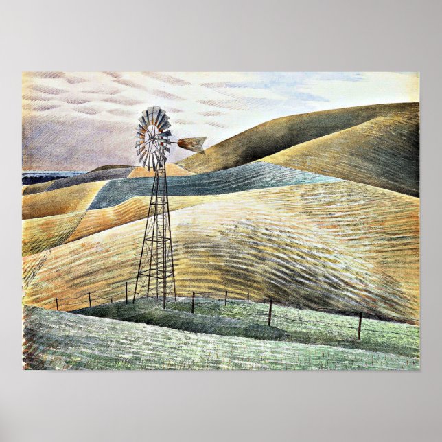 Eric Ravilious painting, Windmill Poster (Front)
