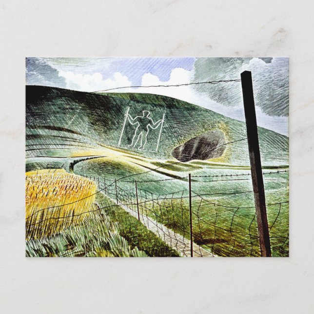 Eric Ravilious - The Wilmington Giant, fine art Postcard (Front)