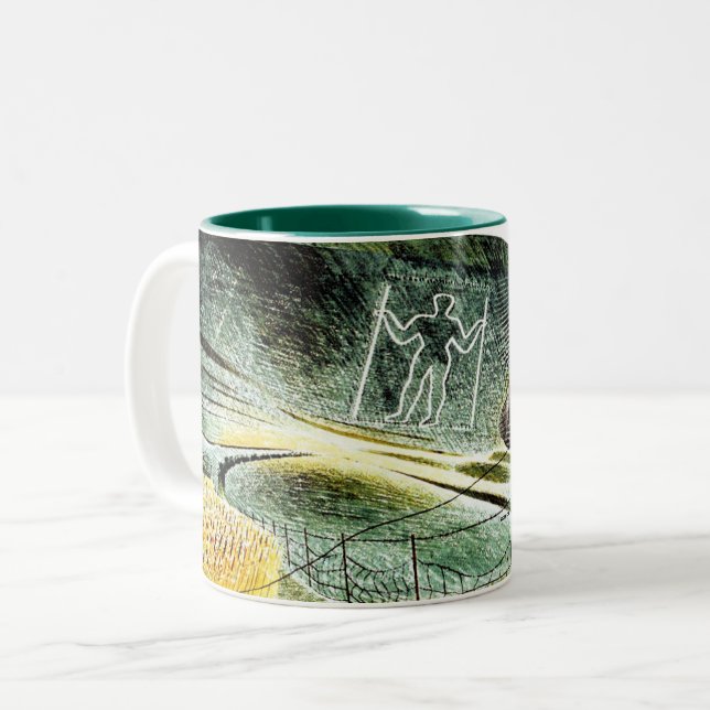 Eric Ravilious - The Wilmington Giant,  Two-Tone Coffee Mug (Front Left)