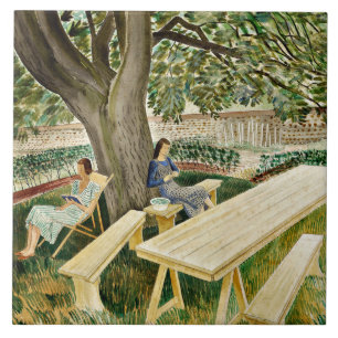 Eric Ravilious - Two Women in a Garden, fine art Ceramic Tile