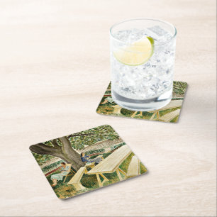 Eric Ravilious, Two Women in a Garden, Square Paper Coaster