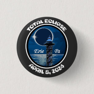 Erie Pennsylvania Total Solar Eclipse April 2024 3 Cm Round Badge