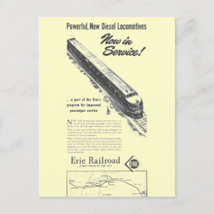 Erie Railroad 1948 New Diesel Locomotives Postcard