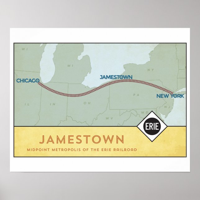 Erie Railroad Map Poster (16 x 20) (Front)
