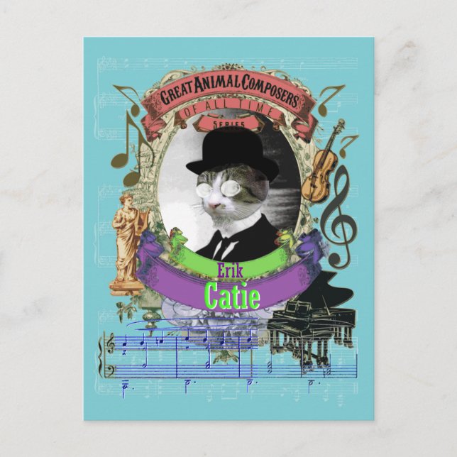 Erik Catie Cat Animal Composer Satie Spoof Postcard (Front)