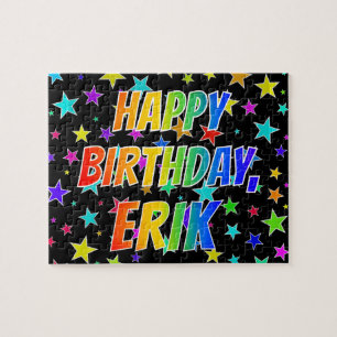 "ERIK" First Name, Fun "HAPPY BIRTHDAY" Jigsaw Puzzle