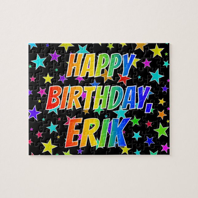 "ERIK" First Name, Fun "HAPPY BIRTHDAY" Jigsaw Puzzle (Horizontal)