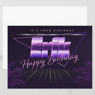 Erik Name Vorname lila retro Karte Geburtstag Card