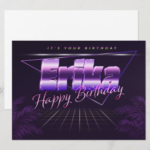 Erika Name Vorname lila retro Karte Geburtstag Card