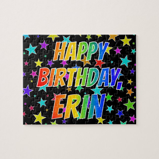 "ERIN" First Name, Fun "HAPPY BIRTHDAY" Jigsaw Puzzle (Horizontal)