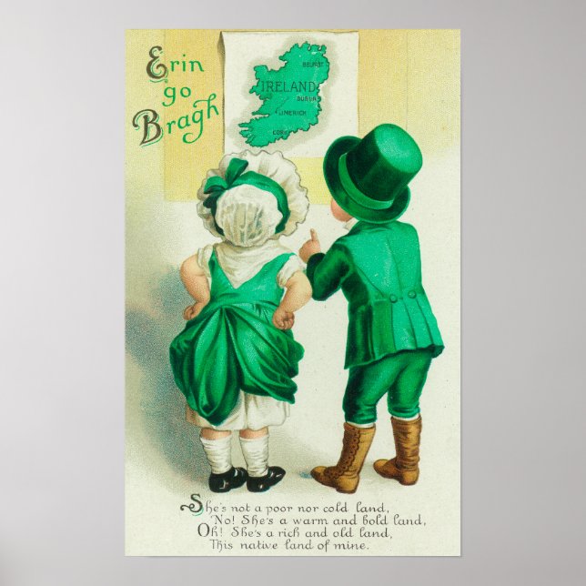 Erin Go Bragh Couple Looking at Ireland Map Poster (Front)
