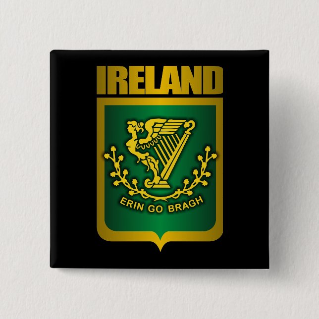 "Erin Go Bragh" Gold 15 Cm Square Badge (Front)