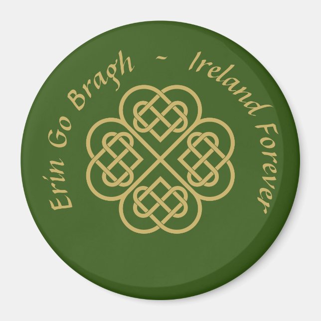 Erin Go Bragh Gold Celtic Shamrock  Magnet (Front)