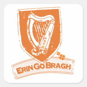 Erin Go Bragh (Harp Orange) Square Sticker