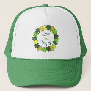 Erin Go Bragh Ireland Forever Green Shamrock Trucker Hat