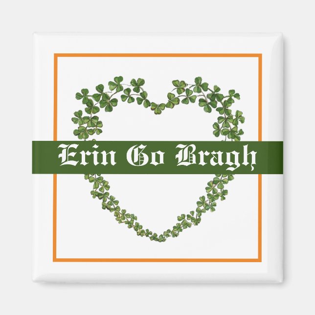 Erin Go Bragh Shamrock Heart Magnet (Front)