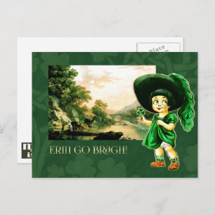 Erin Go Bragh.Vintage Irish Girl St. Patrick's Day Postcard