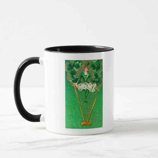 Erin Go Bragh Woman on Harp Scene Mug (Left)
