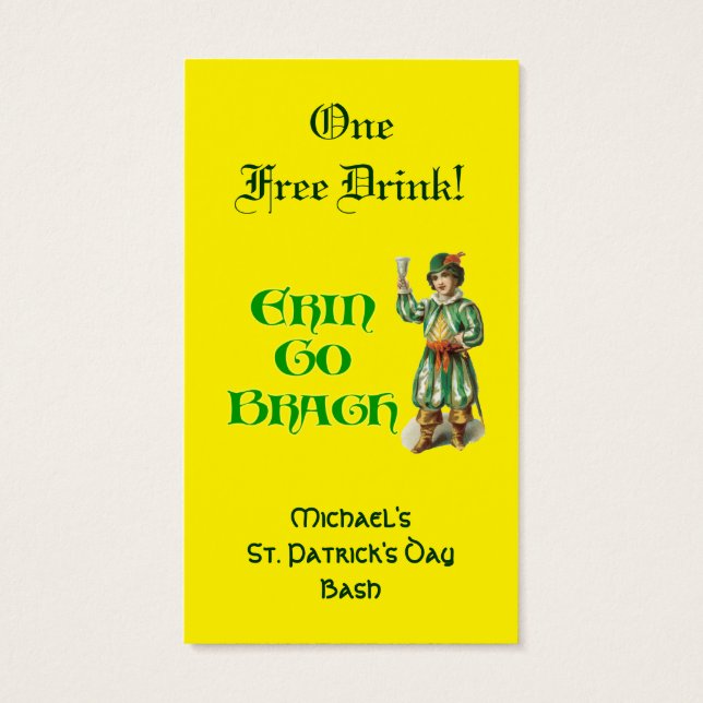 Erin Go Braugh Custom Free Drink Ticket (Back)
