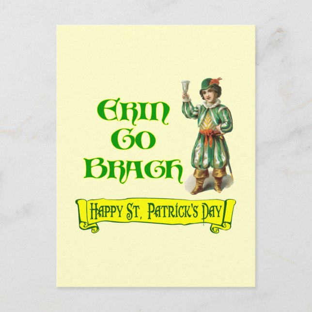 Erin Go Braugh Happy St. Patrick's Day Saying Postcard (Front)