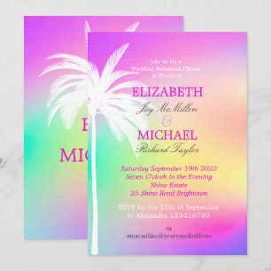 Erin Palm Tree White Colourful Modern  Invitation