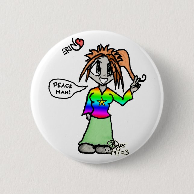 Erin the Hippy 6 Cm Round Badge (Front)