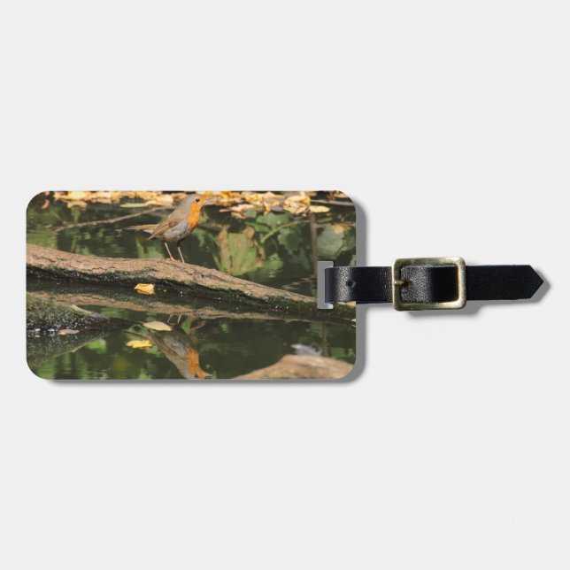 Erithacus rubecula luggage tag (Front Horizontal)