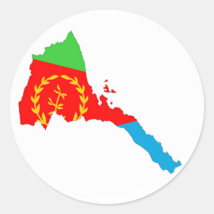Eritrea country flag map shape silhouette classic round sticker