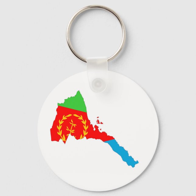 Eritrea country flag map shape silhouette key ring (Front)