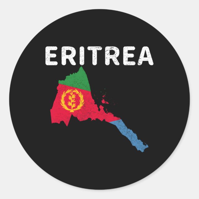 Eritrea Eritrean Map Flag Africa Gold Olive Branch Classic Round Sticker (Front)